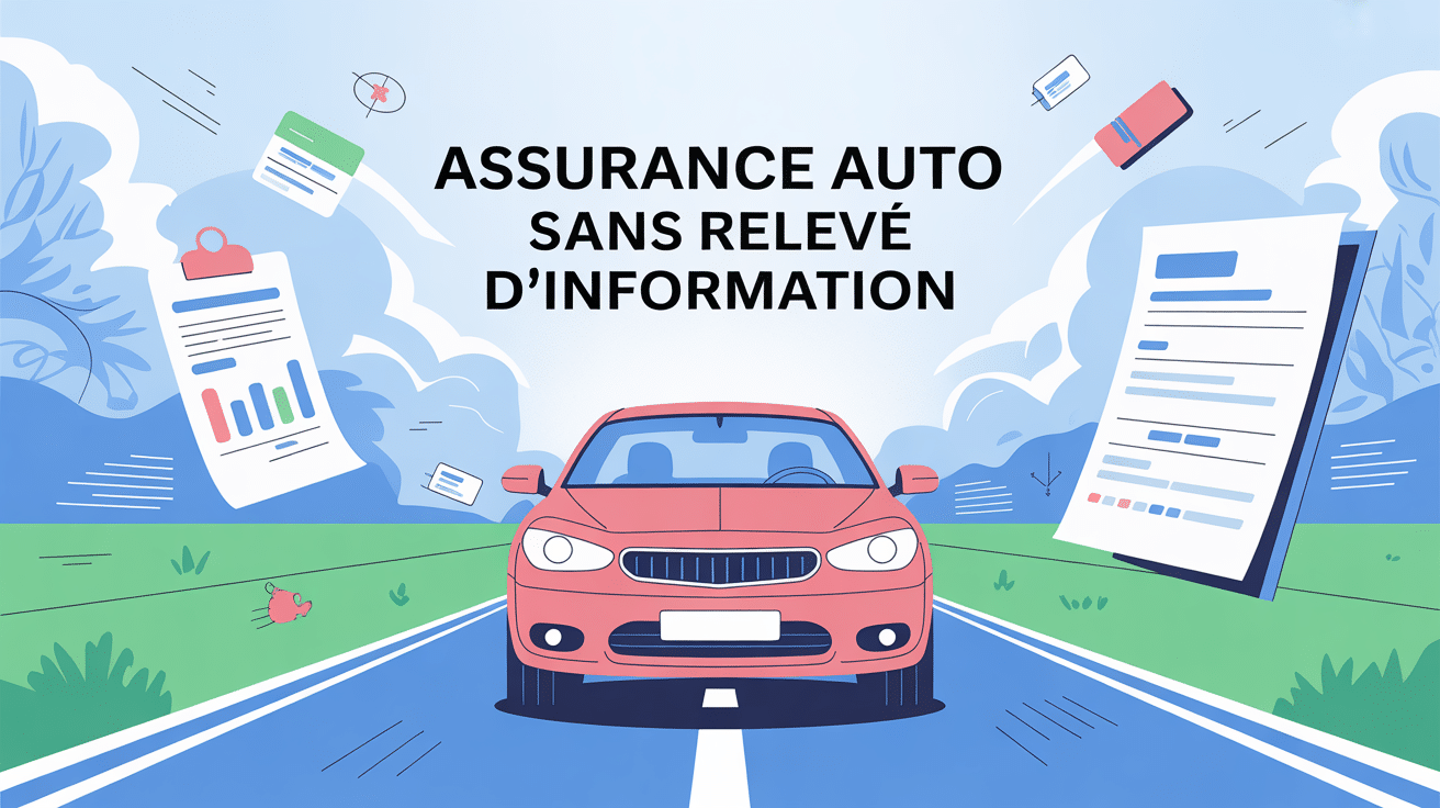 assurance sans relevé d'information voiture et documents flottants