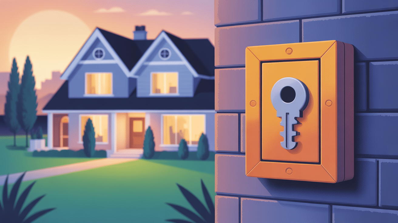 illustration maison boîte à clé sécurisée extérieur assurance