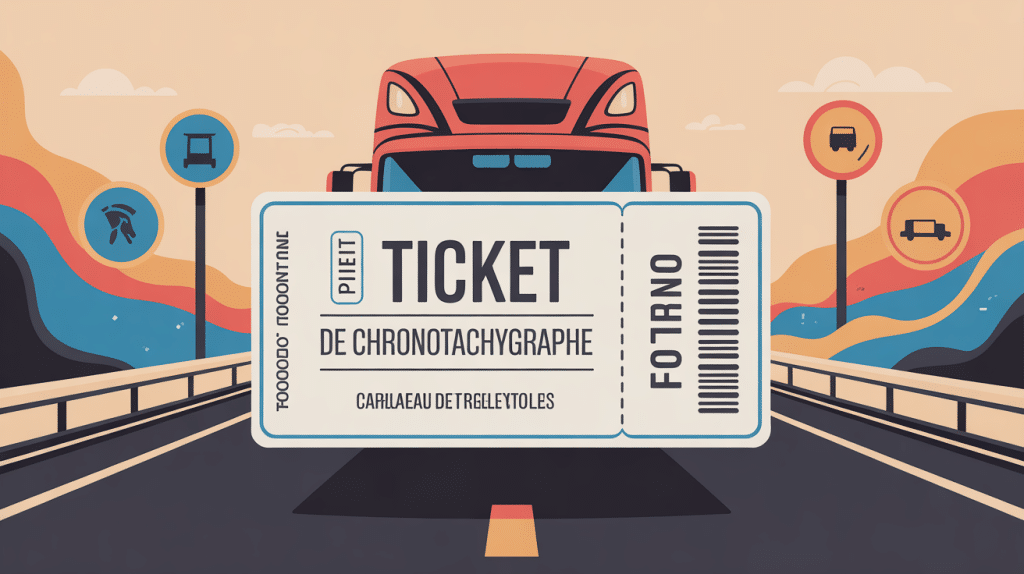lire ticket chronotachygraphe sur fond routier stylisé