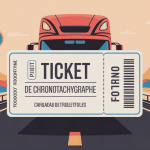 lire ticket chronotachygraphe sur fond routier stylisé