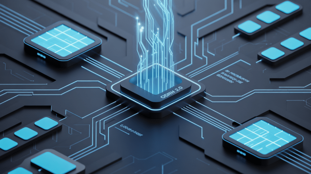 illustration odin 2.0 orchestration modules ia futuriste