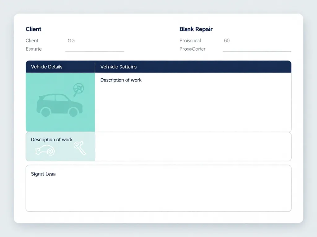Schéma modèle ordre de réparation vierge sections formalisées