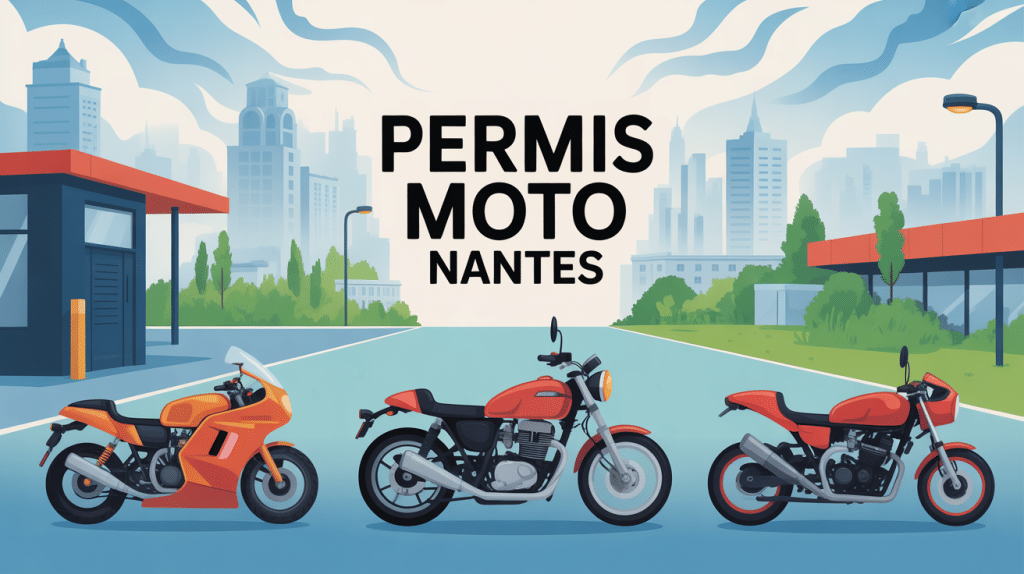 Illustration parcours permis moto Nantes ambiance urbaine