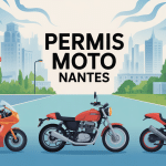 Illustration parcours permis moto Nantes ambiance urbaine