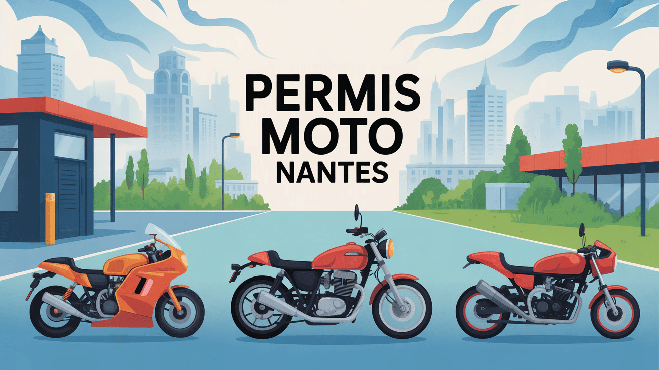 Illustration parcours permis moto Nantes ambiance urbaine