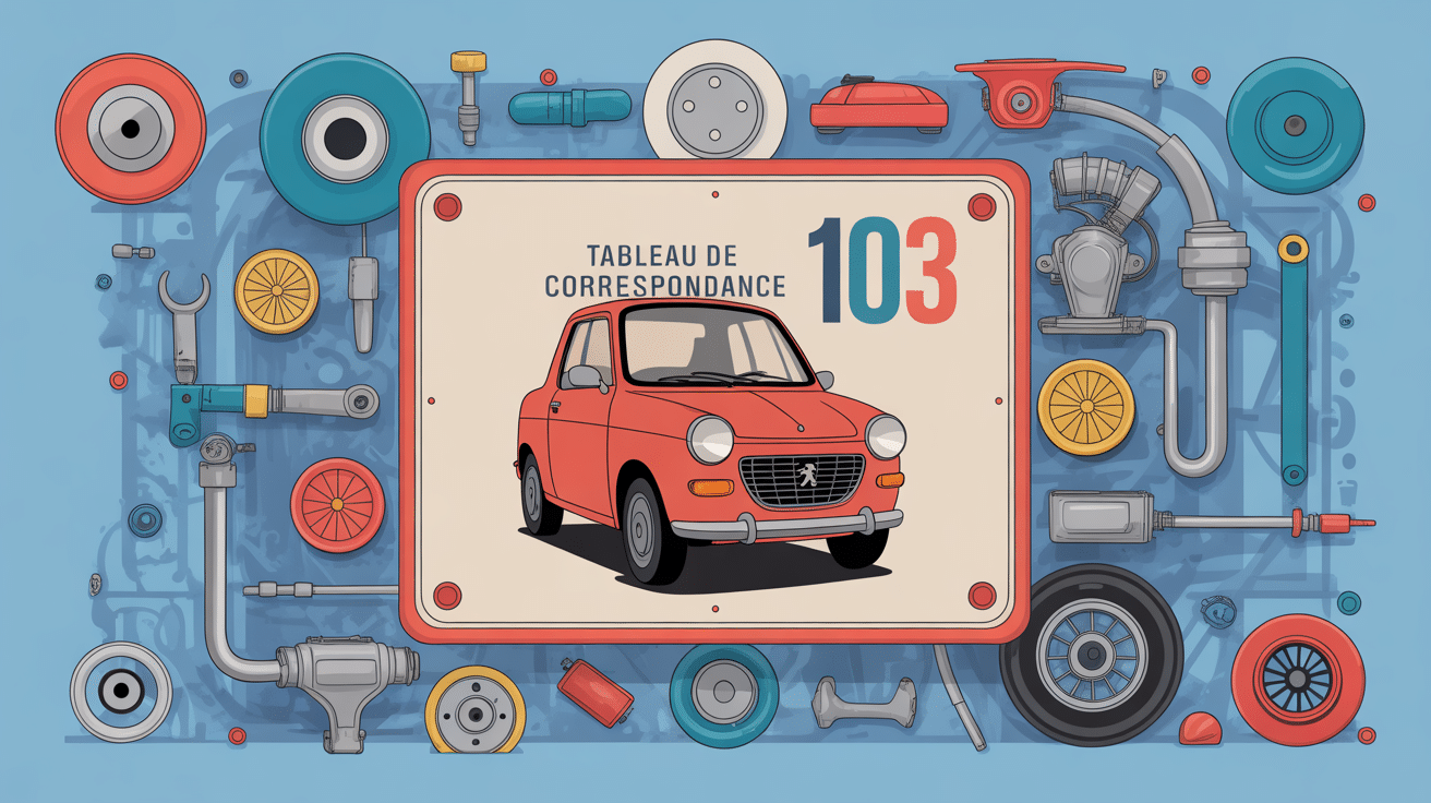 tableau de correspondance peugeot 103 illustration pièces détachées