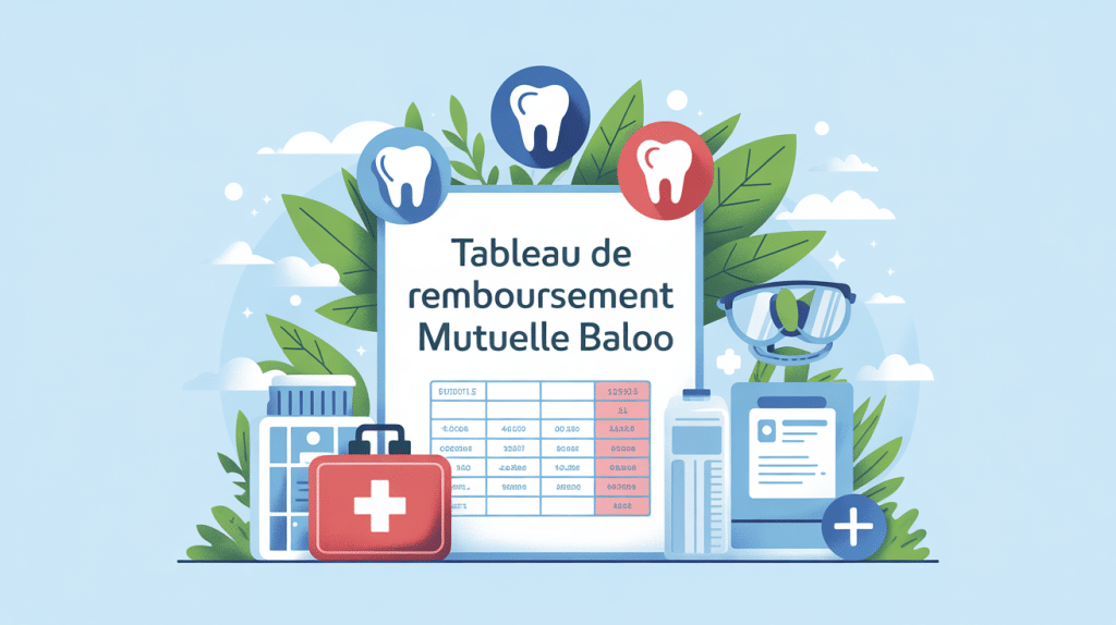 tableau remboursement mutuelle baloo avec icônes soins