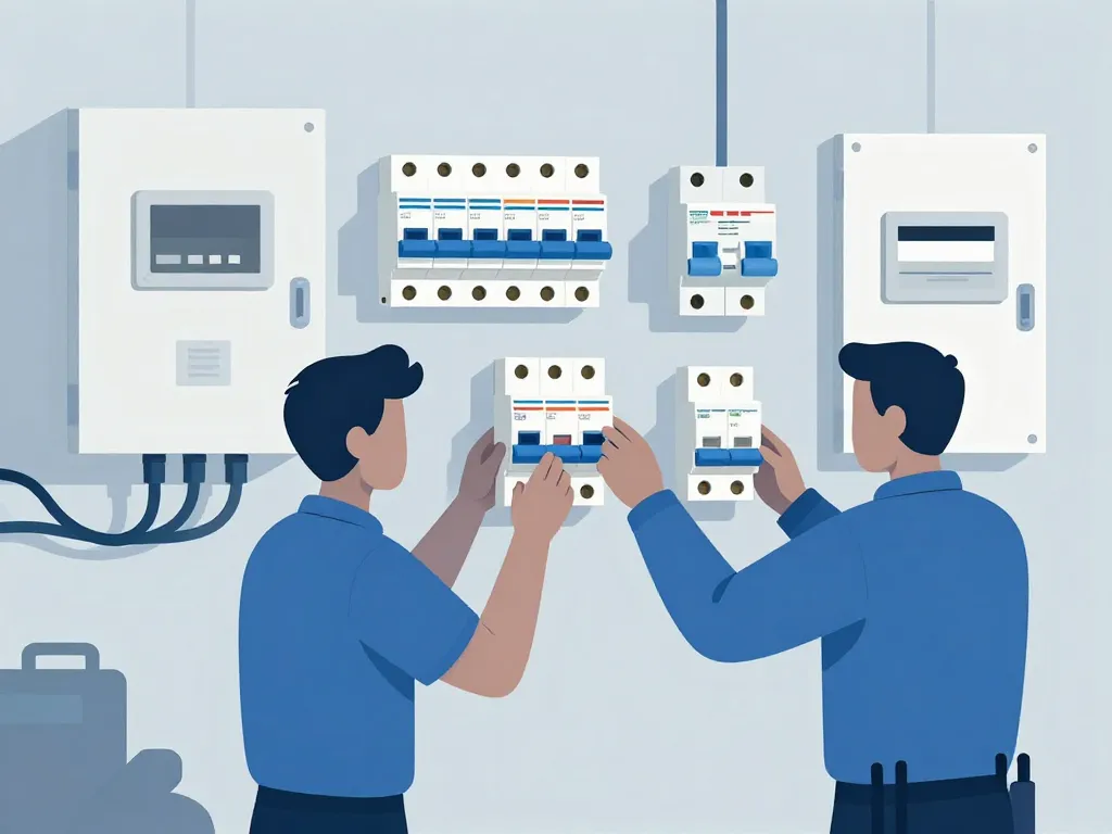 Électricien sélectionnant disjoncteur tm en 125 pour installation