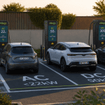 borne de recharge allego sur parking moderne