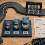 Circuit voiture electrique trois échelles vue atelier