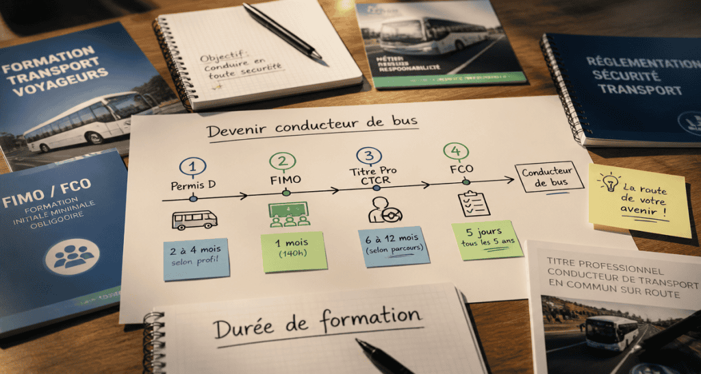 Combien de temps dure la formation chauffeur de bus étapes