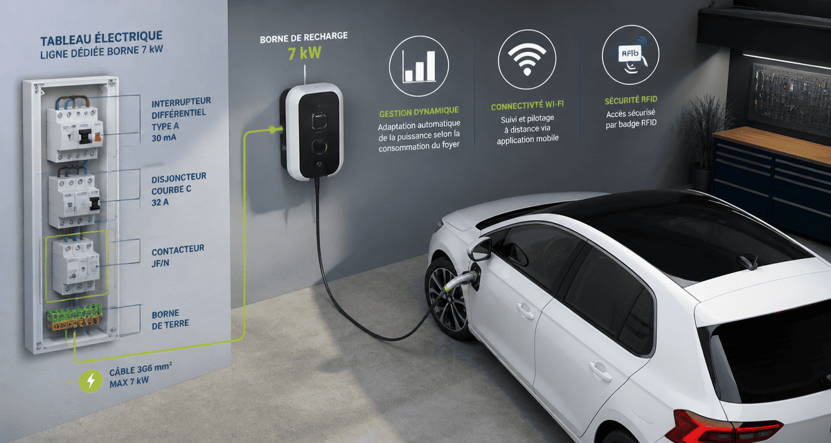 comparatif borne de recharge 7 kw en garage moderne