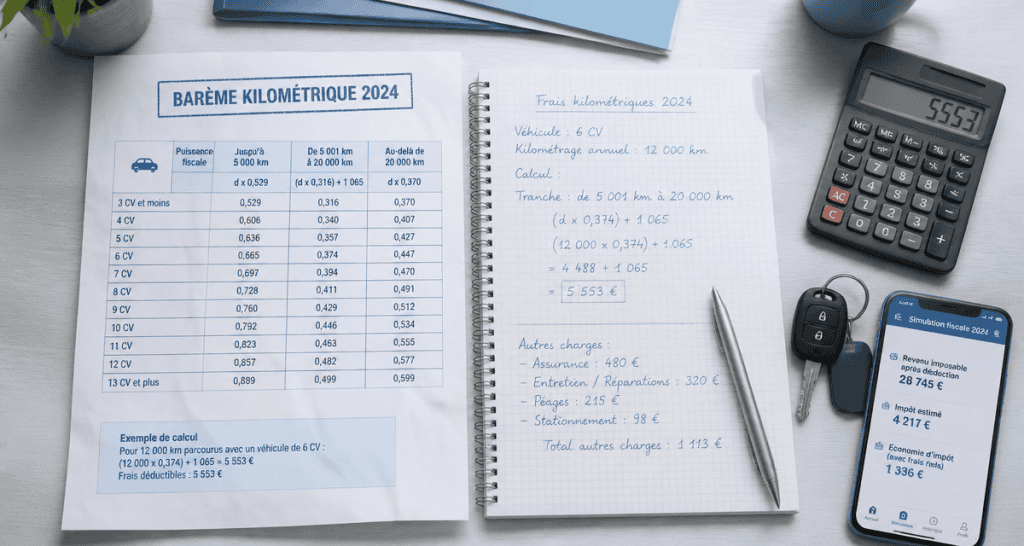 declarer kms impots feuille barème calculatrice