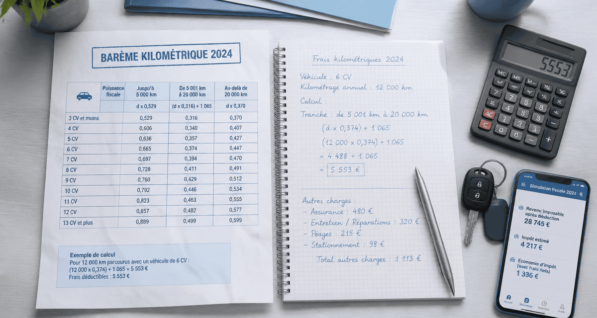 declarer kms impots feuille barème calculatrice
