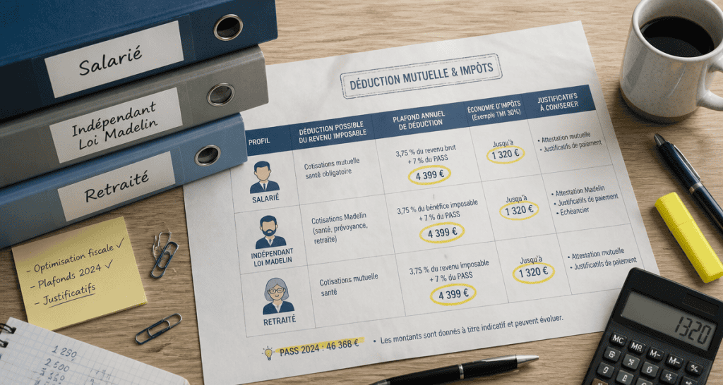 deduction mutuelle impots salaries independants retraites