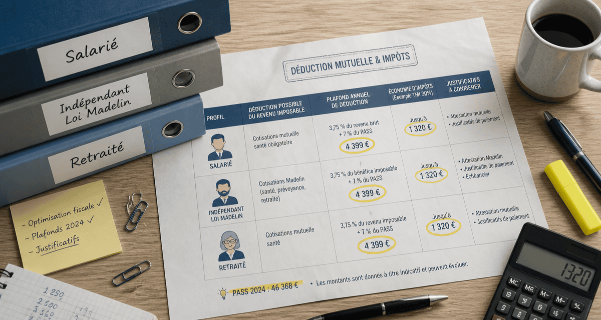 deduction mutuelle impots salaries independants retraites
