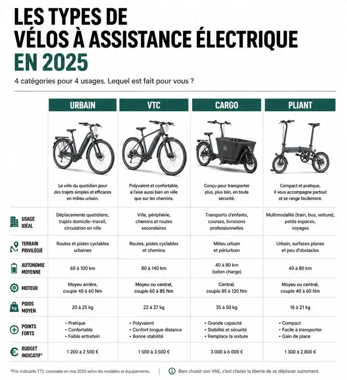 Comparatif des meilleurs VAE 2025 par usage