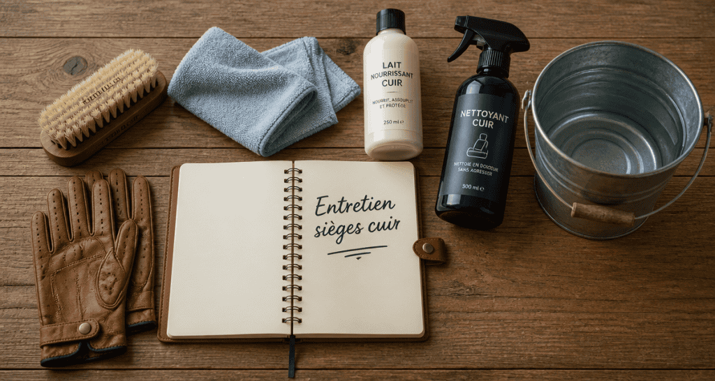 Kit entretien sieges en cuir voiture table bois