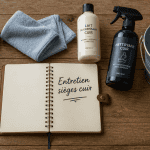 Kit entretien sieges en cuir voiture table bois