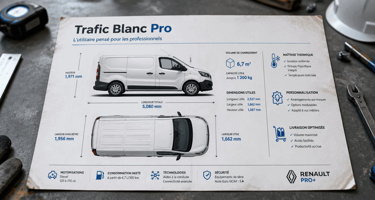 schéma trafic blanc Renault vue profil et dessus