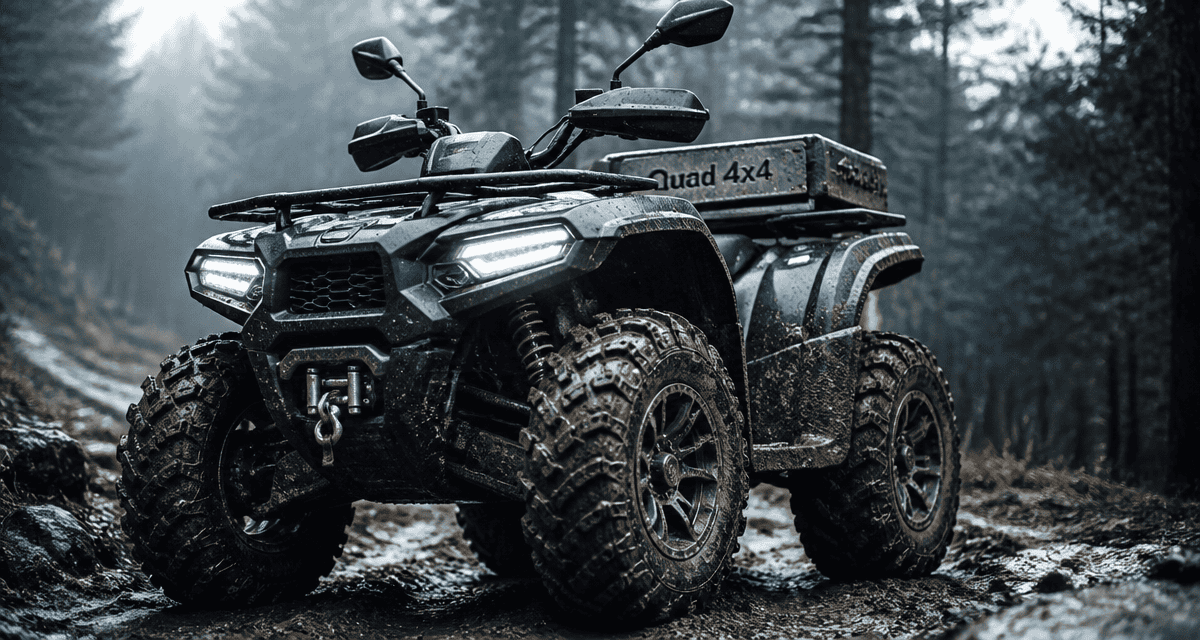 quads 4x4 sur chemin boueux en forêt