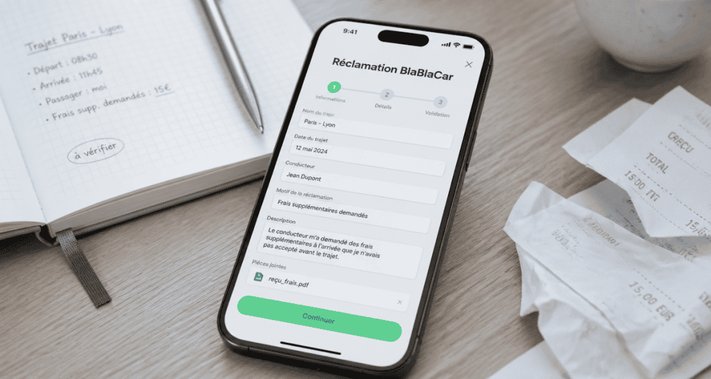 réclamation blablacar sur application mobile