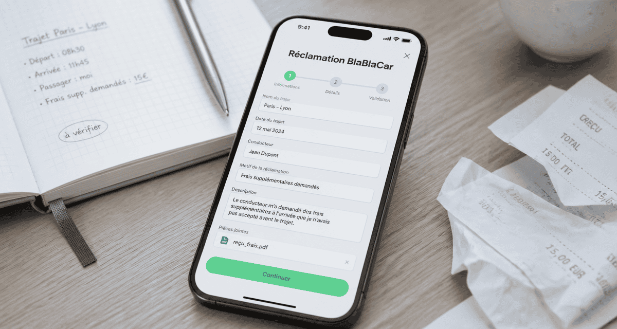 réclamation blablacar sur application mobile