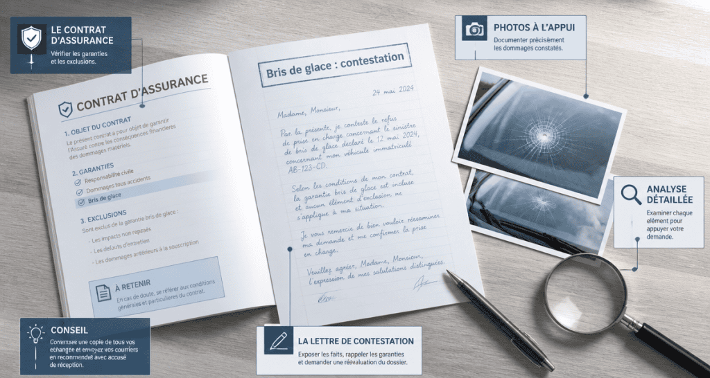 refus prise en charge bris de glace bureau dossier