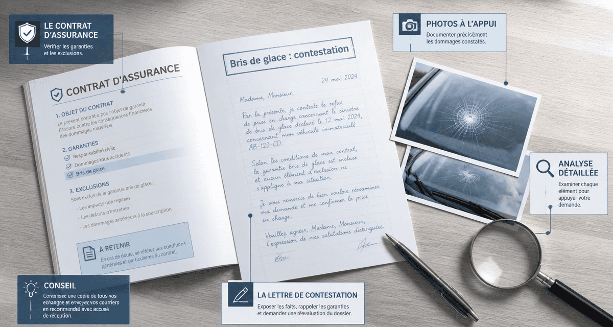 refus prise en charge bris de glace bureau dossier