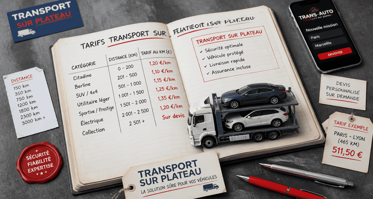 transport voiture sur plateau prix tableau tarifs