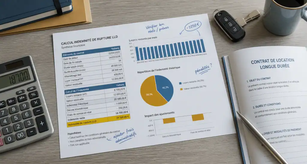 calcul restitution anticipée lld sur tableau et calculatrice