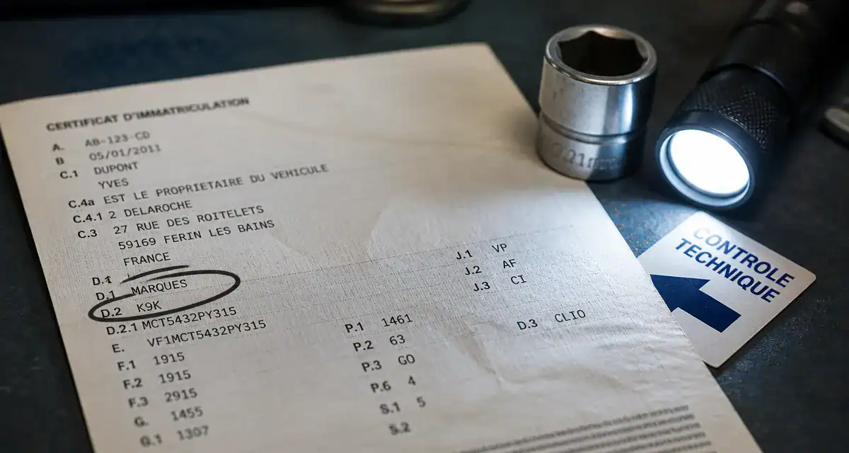 Code moteur carte grise : repérer la case D.2 sur la carte grise