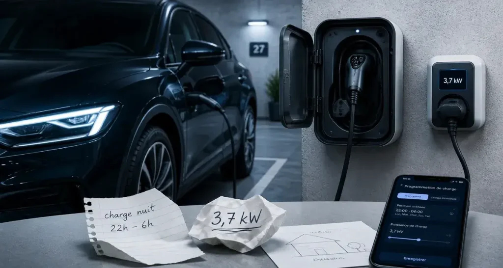Comment se recharge une voiture hybride : wallbox 3,7 kW et câble Type 2