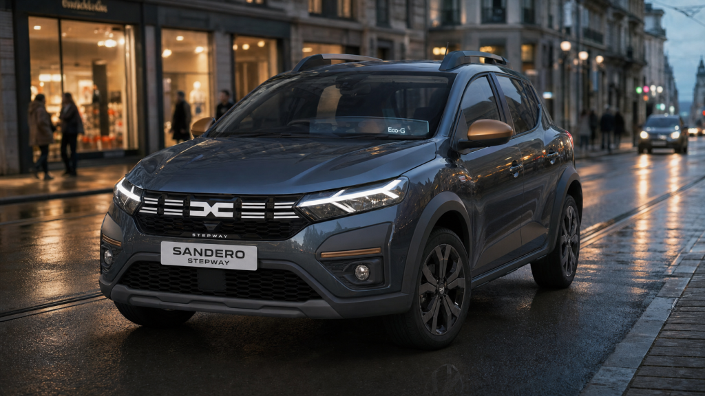 Dacia Sandero nouvelle Stepway en ville, vue 3/4 avant
