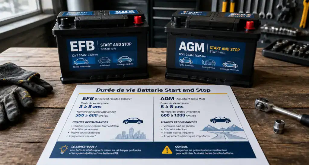 Durée de vie batterie start and stop EFB AGM sur établi garage