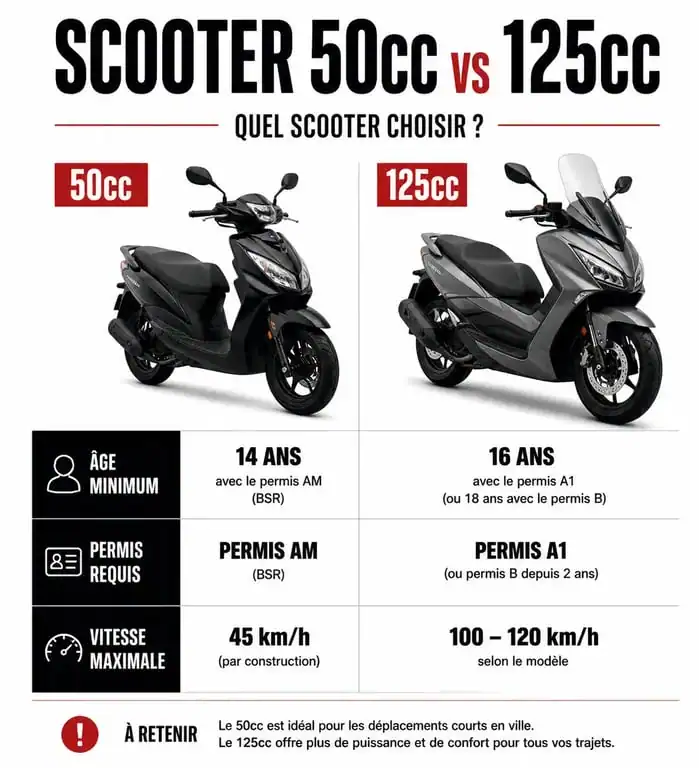 Comparatif technique et légal entre scooter 50cc et scooter 125cc pour bien choisir son scooter essence