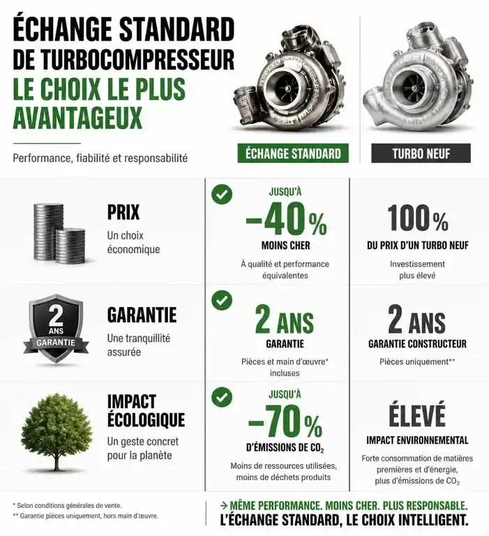 Comparatif turbo neuf vs échange standard Mega Turbo pour économies et fiabilité