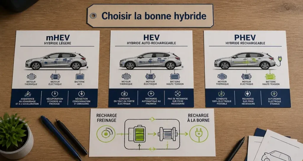 Quelle hybride choisir : mHEV vs HEV vs PHEV