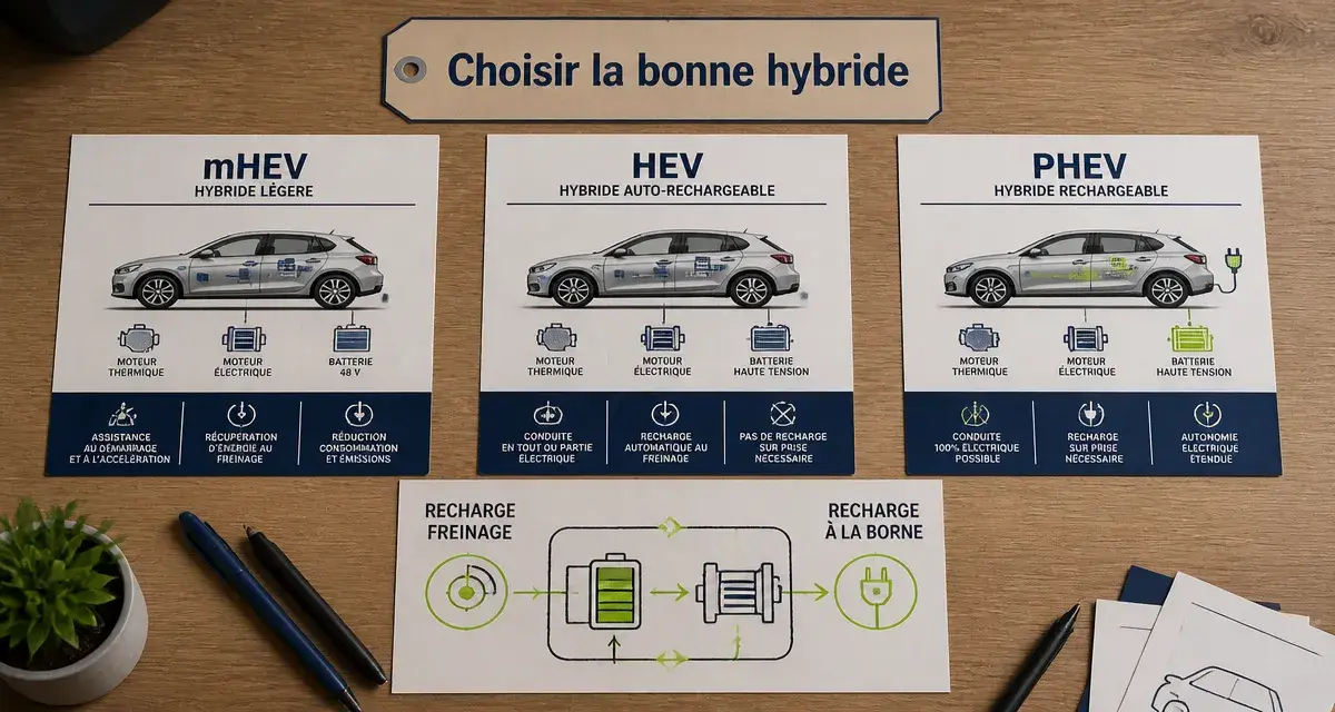 Quelle hybride choisir : mHEV vs HEV vs PHEV