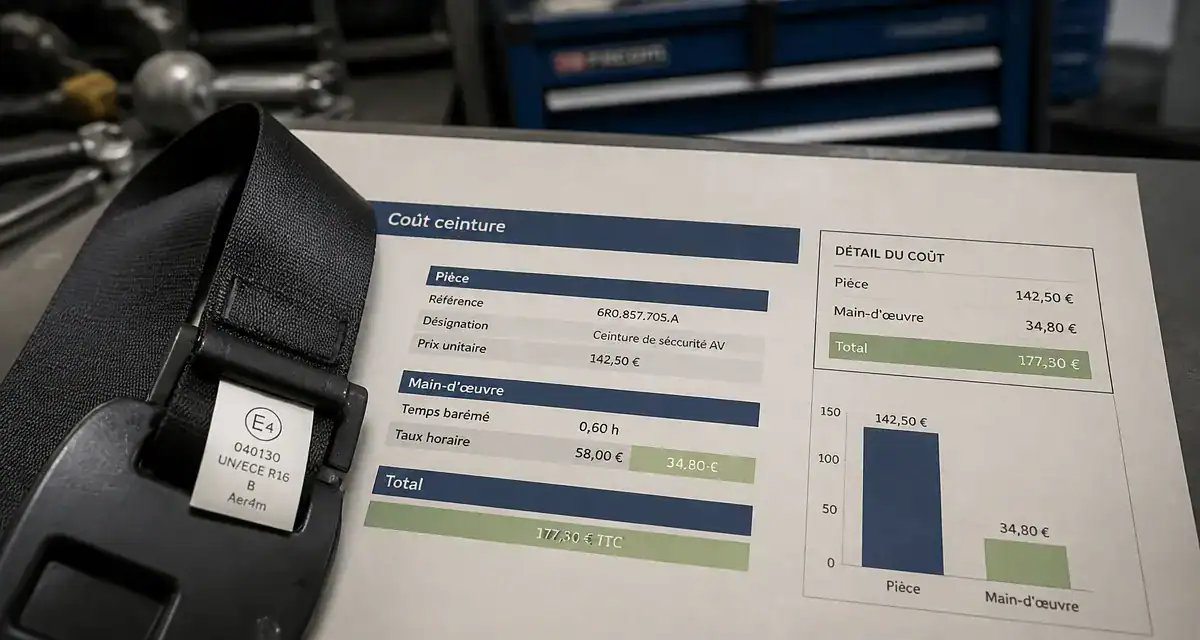 Remplacement ceinture de sécurité prix, main-d’œuvre et contrôle technique