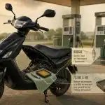 Scooter essence noir devant station-service : critères techniques