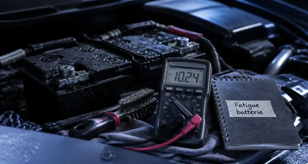 Signe de fatigue batterie voiture : multimètre et tension basse