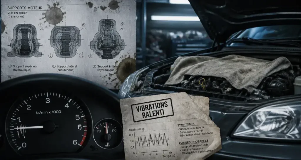 Voiture qui tremble au point mort : tableau de bord et moteur en vibration