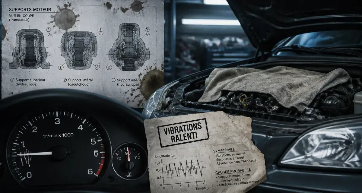 Voiture qui tremble au point mort : tableau de bord et moteur en vibration