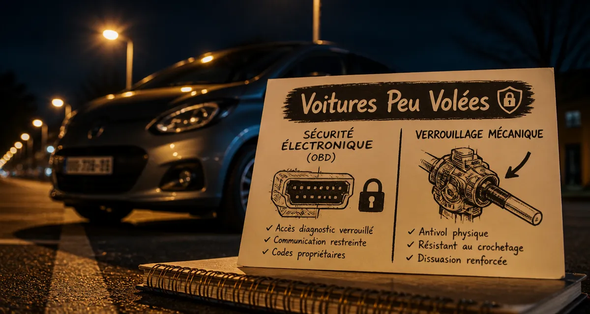 Voitures les moins volées en France : modèles épargnés