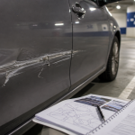 Accident parking sans tiers identifié : voiture rayée au parking souterrain