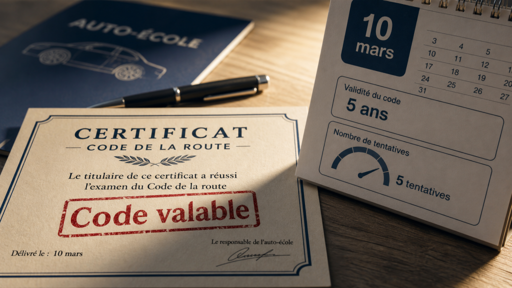 Code de la route validité : 5 ans et 5 tentatives