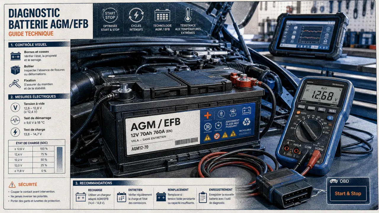 Défaut start and stop et perte de puissance : batterie faible ou mode dégradé (multimètre, diagnostic OBD)