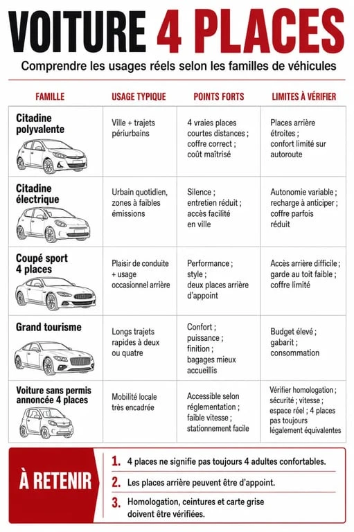 Infographie comparative sur la voiture 4 places