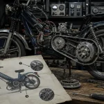 Peugeot 103 SP : carter et transmission visibles, repères pour distinguer 103 103 sp